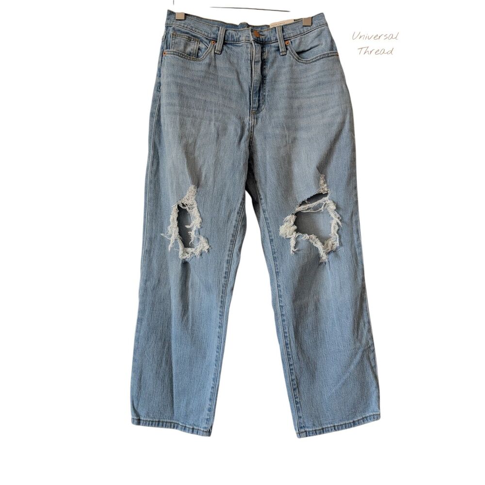 NWT Universal Thread Vintage Straight Jeans 8/29R Light Wash Distressed